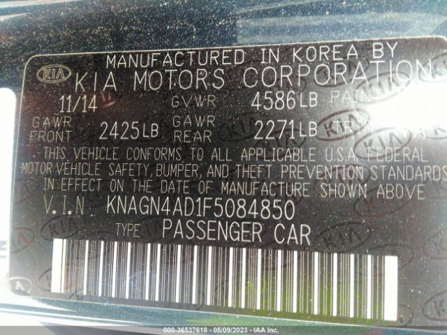 KNAGN4AD1F5084850 KIA Optima Hybrid Ex