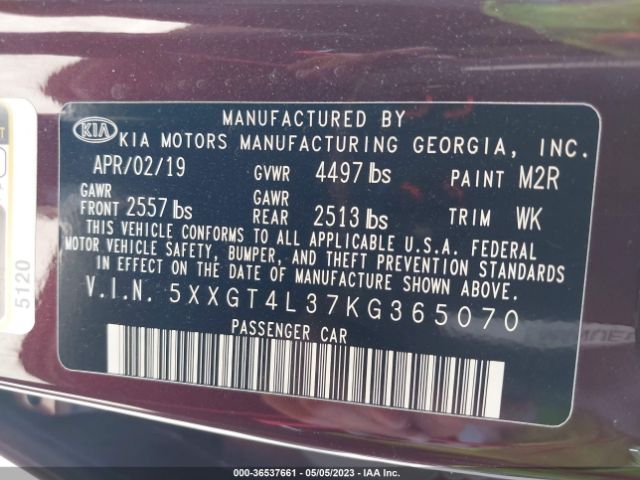 5XXGT4L37KG365070 KIA Optima Lx