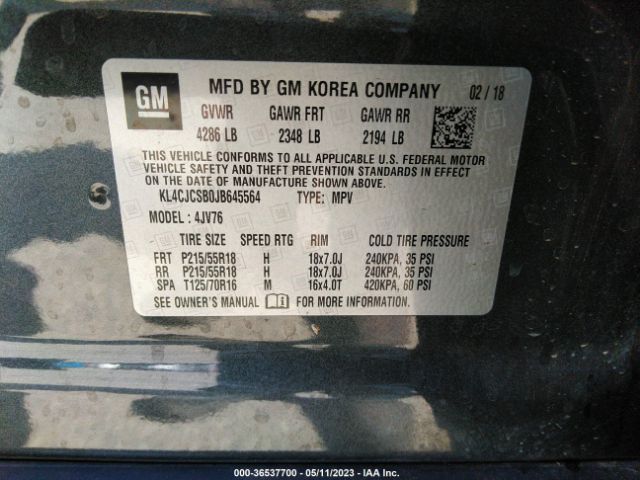 KL4CJCSB0JB645564 Buick Encore Essence