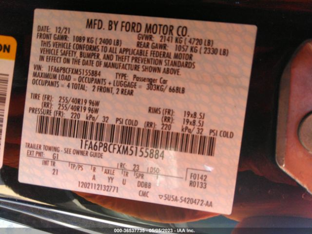 1FA6P8CFXM5155884 Ford MUSTANG GT