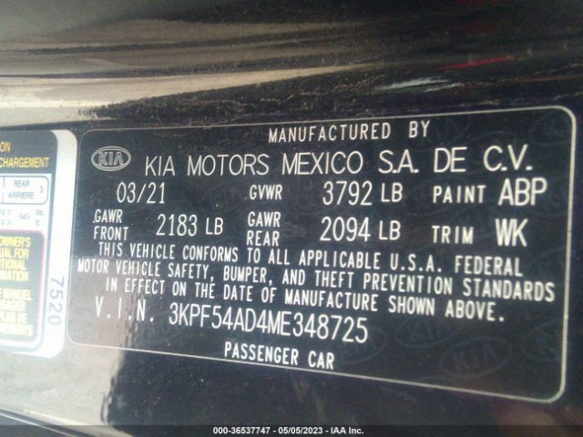 3KPF54AD4ME348725 KIA FORTE EX