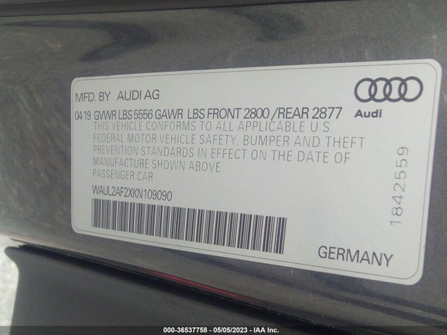 WAUL2AF2XKN109090 Audi A6 Premium Plus