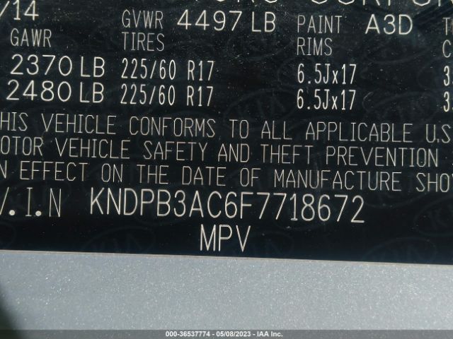 KNDPB3AC6F7718672 KIA Sportage Lx
