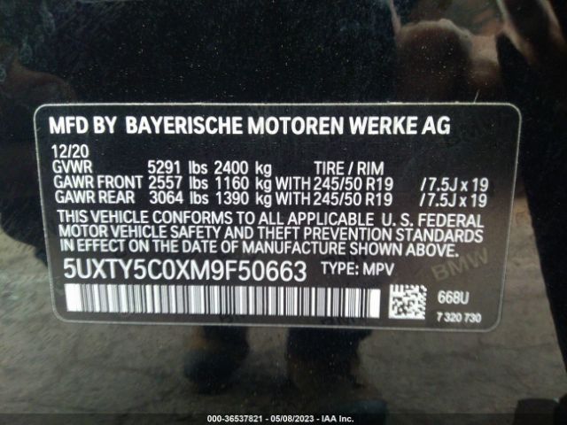 5UXTY5C0XM9F50663 BMW X3 Xdrive30i