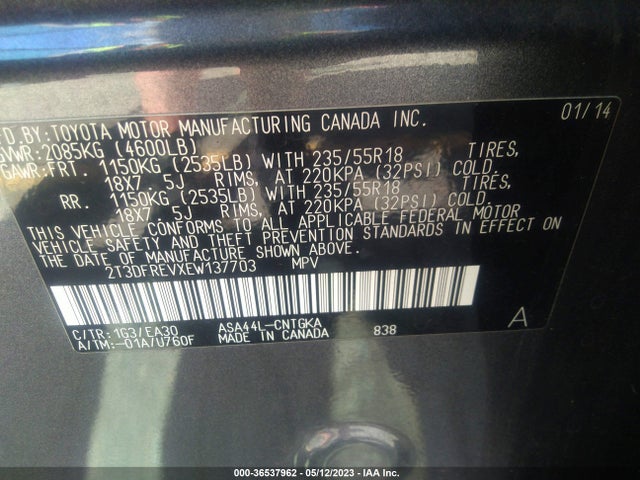 Toyota Rav4 Limited 2014 2T3DFREVXEW137703 Image 11