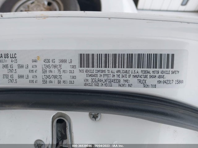 3C6UR4HJXFG649330 RAM 2500 Tradesman
