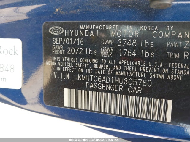 Hyundai VELOSTER 2017 KMHTC6AD1HU305760 Image 9