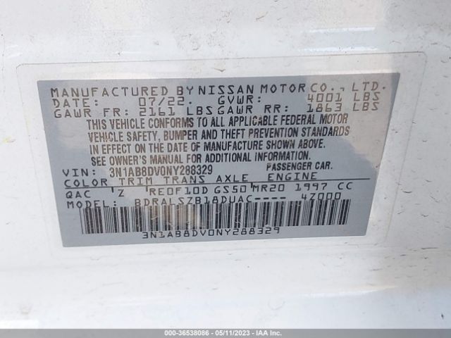 3N1AB8DV0NY288329 Nissan SENTRA SR