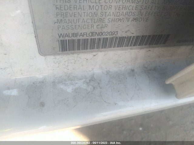 2014 AUDI A4 PREMIUM VIN: WAUBFAFL0EN002093