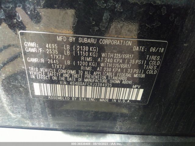 4S4BSAFCXJ3384925 Subaru Outback Premium