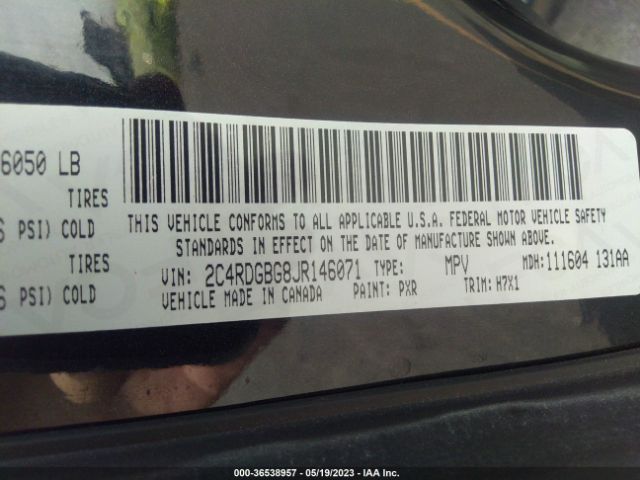 2C4RDGBG8JR146071 Dodge Grand Caravan Se