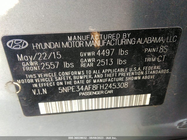 Hyundai Sonata 2.4l Limited 2015 5NPE34AF8FH245308 Image 9