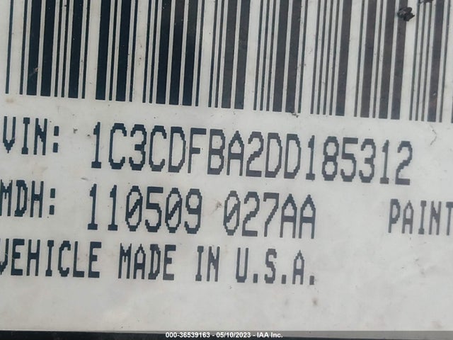 2013 DODGE DART SXT VIN: 1C3CDFBA2DD185312