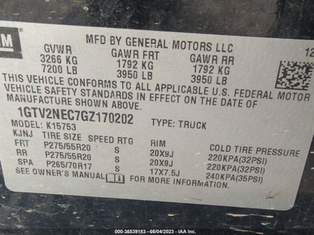1GTV2NEC7GZ170202 GMC Sierra 1500 Slt