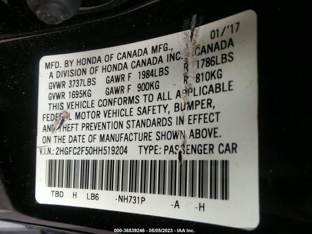 Honda Civic Sedan Lx 2017 2HGFC2F50HH519204 Image 10