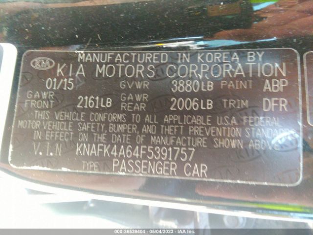KNAFK4A64F5391757 KIA FORTE LX