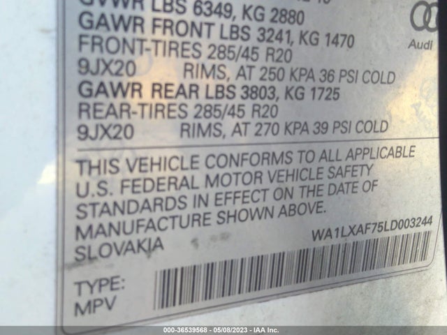 WA1LXAF75LD003244 Audi Q7 Premium Plus
