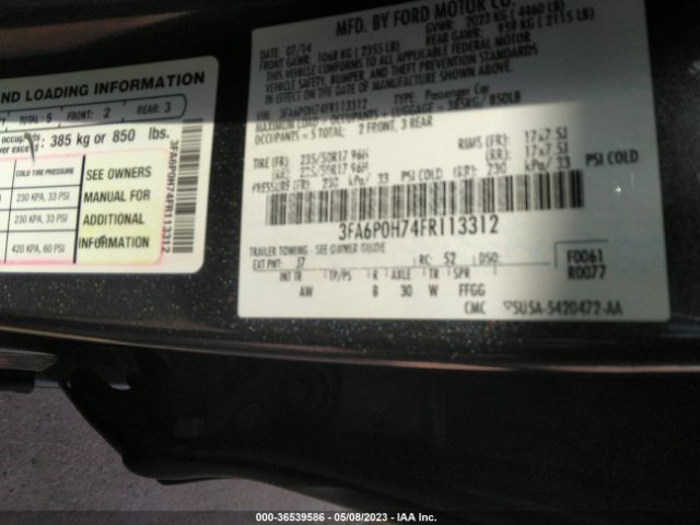 3FA6P0H74FR113312 Ford FUSION SE