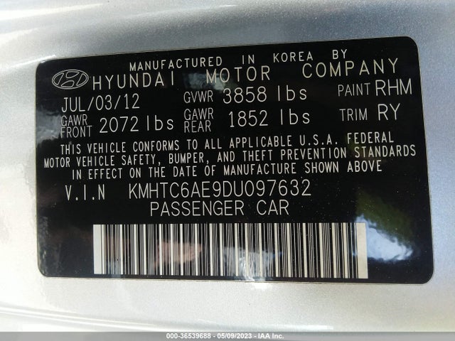 Продажа на аукционе авто 2013 Hyundai Veloster Turbo W/blue Int, vin: KMHTC6AE9DU097632, номер лота: 36539688