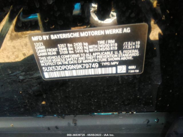 5UX53DP09N9K79749 BMW X3 Xdrive30i