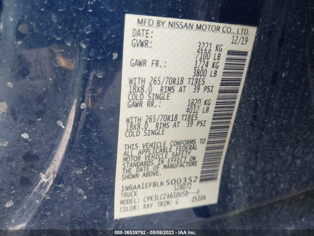 2020 Nissan Titan, VIN: 1N6AA1EF8LN500352