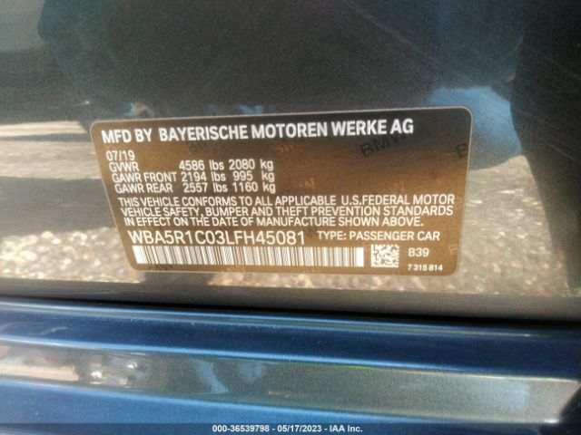 WBA5R1C03LFH45081 BMW 3 Series 330i