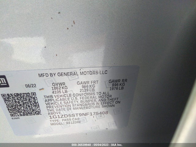 Chevrolet MALIBU LT 2022 1G1ZD5ST9NF175408 Image 9