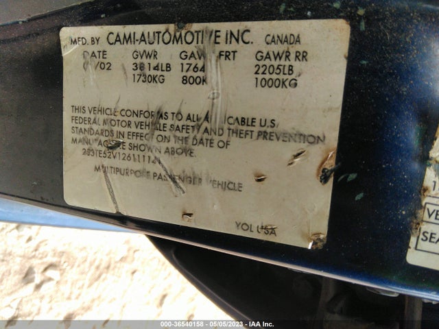 2002 SUZUKI VITARA JLS VIN: 2S3TE52V126111141