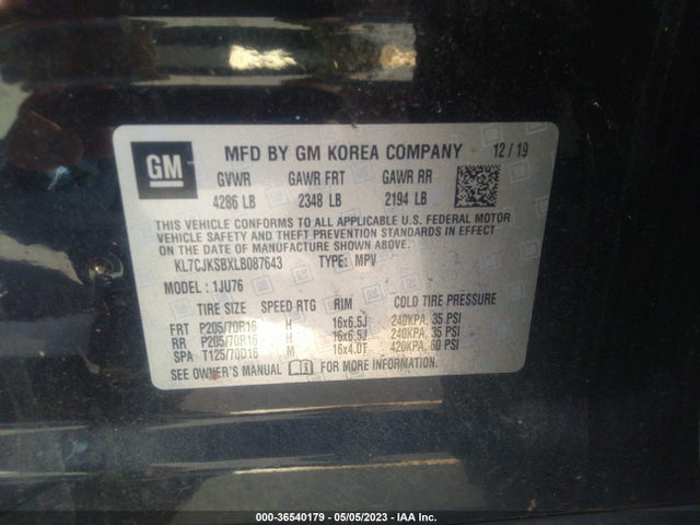 Chevrolet TRAX LS 2020 KL7CJKSBXLB087643 Image 9