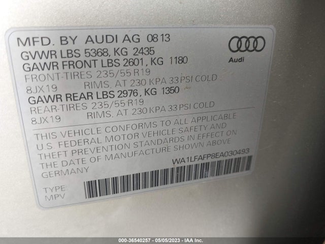 Audi Q5 Premium Plus 2014 WA1LFAFP8EA030493 Image 9