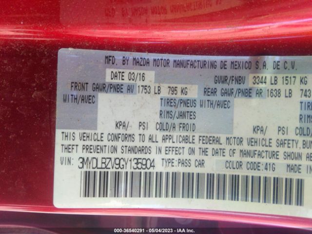 3MYDLBZV9GY135904 Scion IA