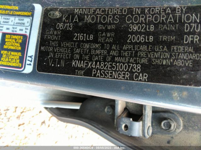 KNAFX4A82E5100738 KIA FORTE EX
