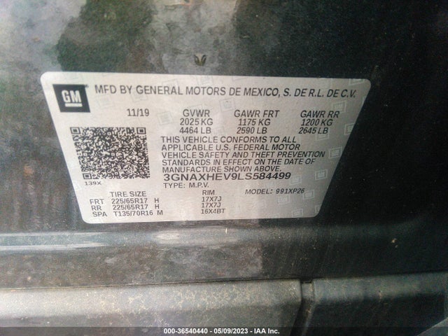 Chevrolet EQUINOX LS 2020 3GNAXHEV9LS584499 Image 9