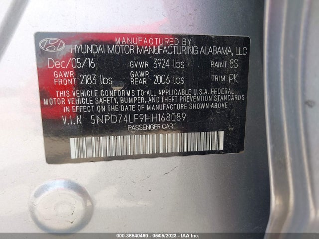 Hyundai ELANTRA SE 2017 5NPD74LF9HH168089 Image 10