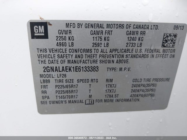 Chevrolet EQUINOX LS 2014 2GNALAEK1E6133383 Image 11