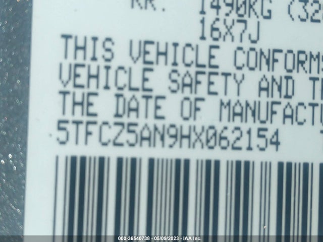 Toyota Tacoma Sr5 2017 5TFCZ5AN9HX062154 Image 10