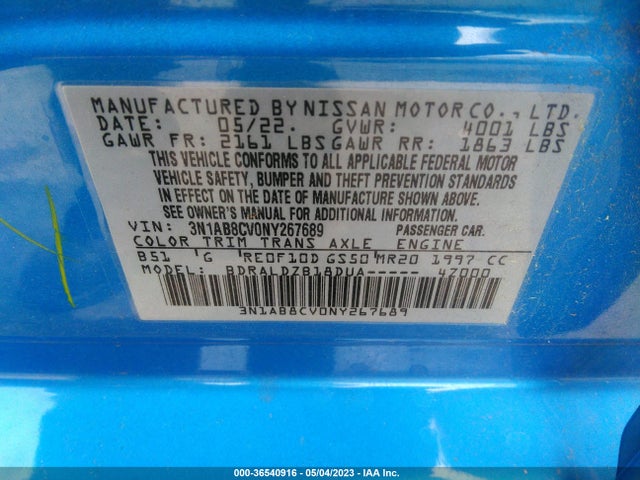 Nissan SENTRA SV 2022 3N1AB8CV0NY267689 Image 10