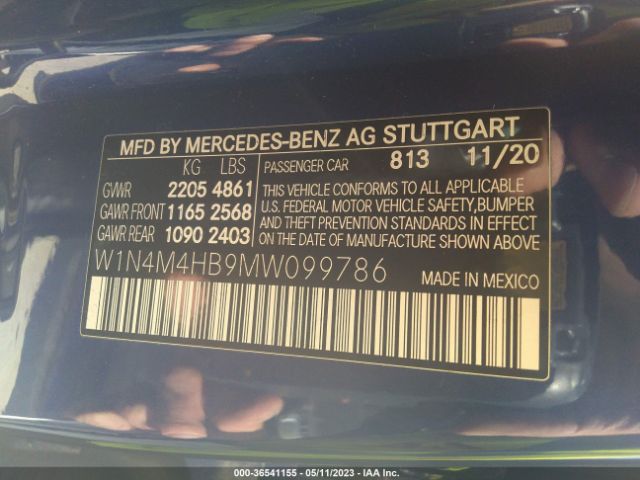 W1N4M4HB9MW099786 Mercedes-Benz Glb Glb 250