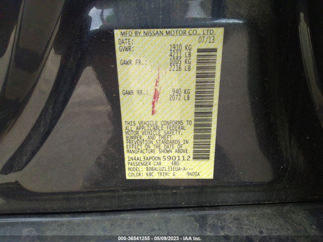2013 NISSAN ALTIMA 2.5 SV VIN: 1N4AL3AP0DN590112