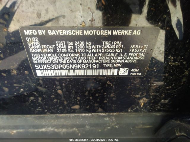 5UX53DP05N9K92191 BMW X3 Xdrive30i