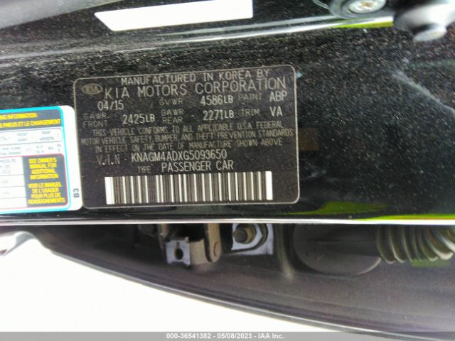 KNAGM4ADXG5093650 KIA OPTIMA HYBRID