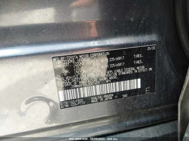 2020 TOYOTA RAV4 HYBRID LE VIN: JTMM6RFV6LD001609