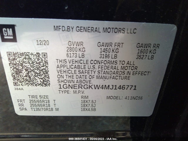 Chevrolet Traverse Lt Cloth 2021 1GNERGKW4MJ146771 Image 9