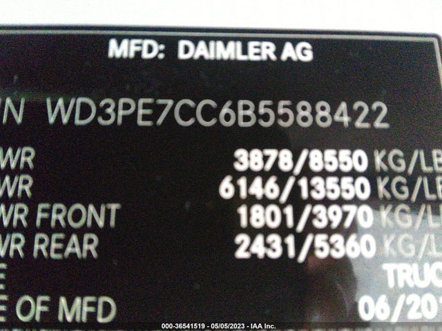 2011 MERCEDES-BENZ SPRINTER CARGO VANS VIN: WD3PE7CC6B5588422