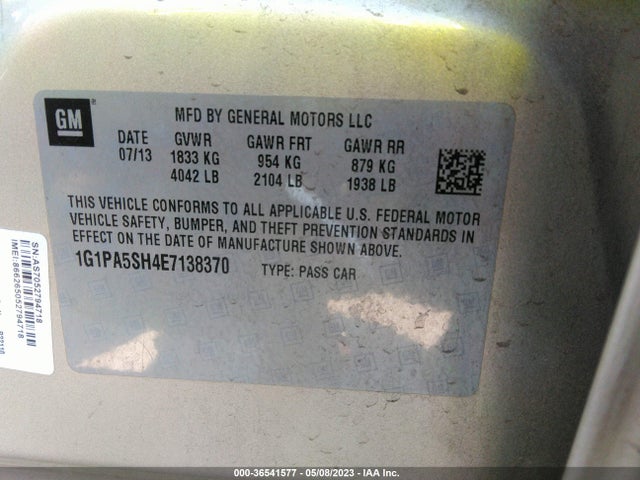 Chevrolet Cruze Ls Auto 2014 1G1PA5SH4E7138370 Image 9