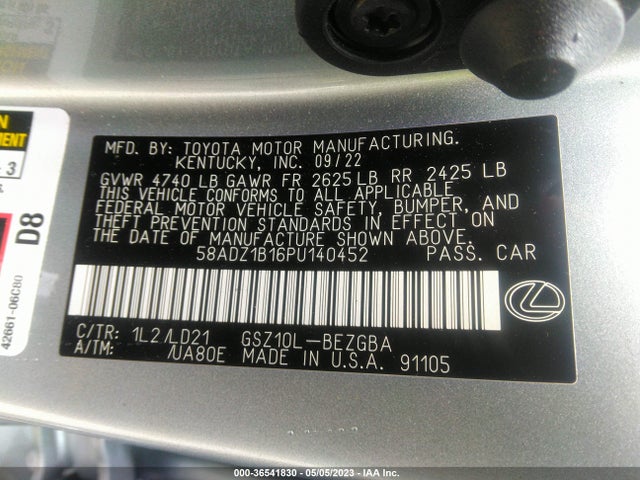 2023 LEXUS ES ES 350 VIN: 58ADZ1B16PU140452