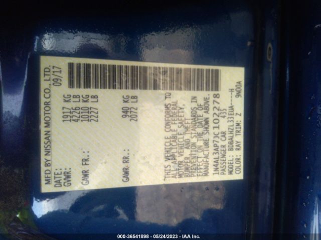 1N4AL3AP7JC102278 Nissan Altima 2.5 Sr
