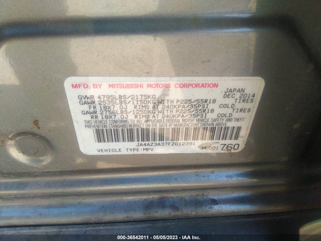 2015 MITSUBISHI OUTLANDER JA4AZ3A37FZ012391 Photo 8