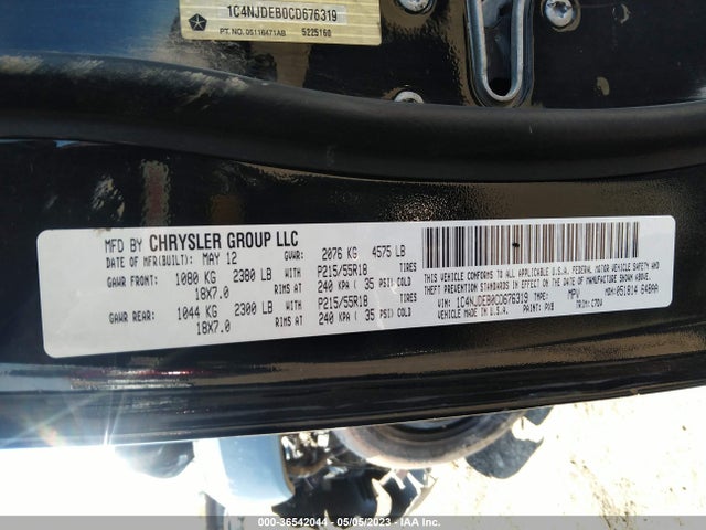 2012 JEEP COMPASS LATITUDE VIN: 1C4NJDEB0CD676319