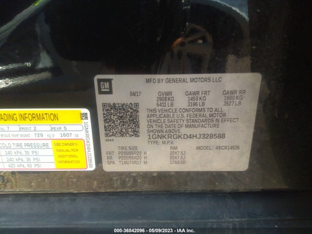 Chevrolet Traverse 1lt 2017 1GNKRGKD4HJ328588 Image 9
